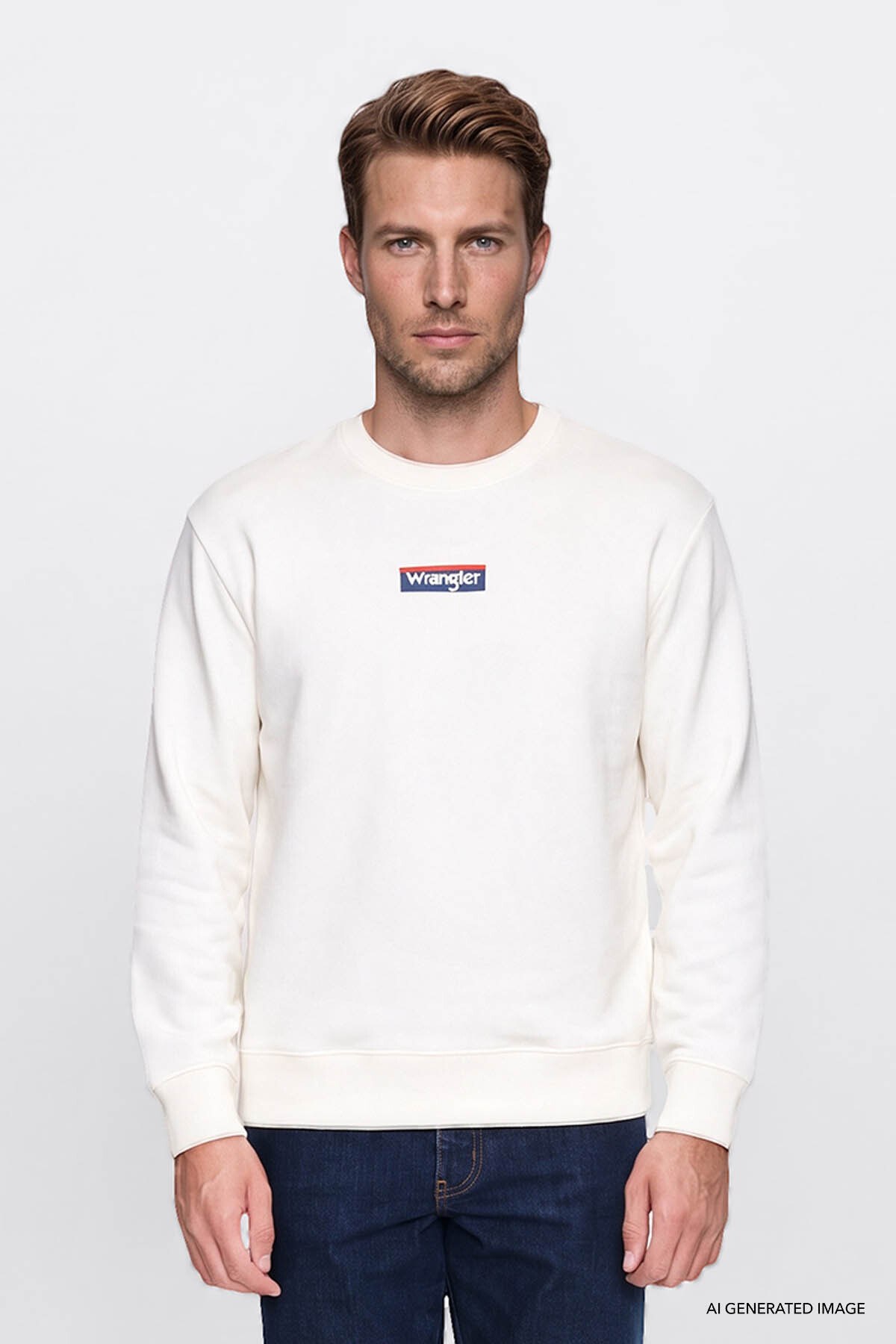 Wrangler Pamuklu Regular Fit Beyaz Erkek Sweatshirt W2620152102 - Wrangler - 5003414717