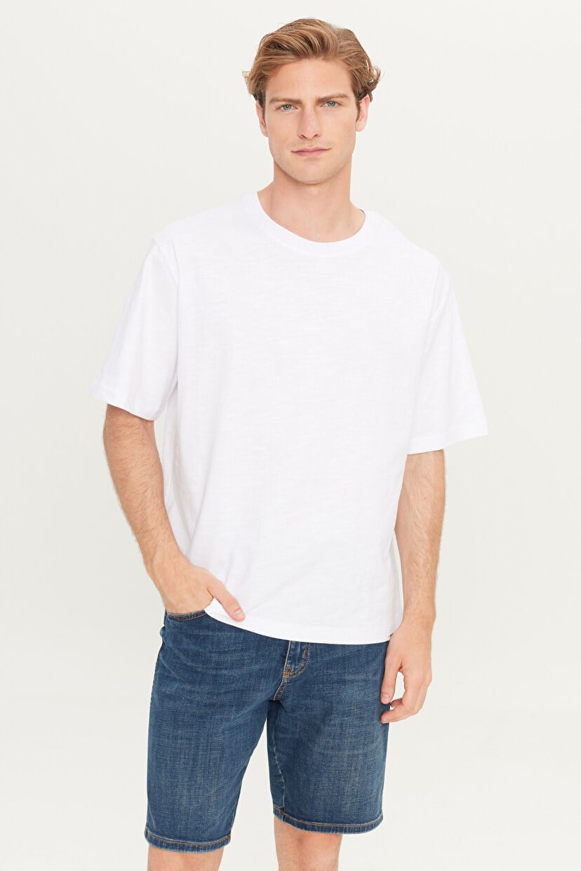 Wrangler Regular Fit Bisiklet Yaka Pamuklu Beyaz Tişört-W241556 - Wrangler - W241556-B