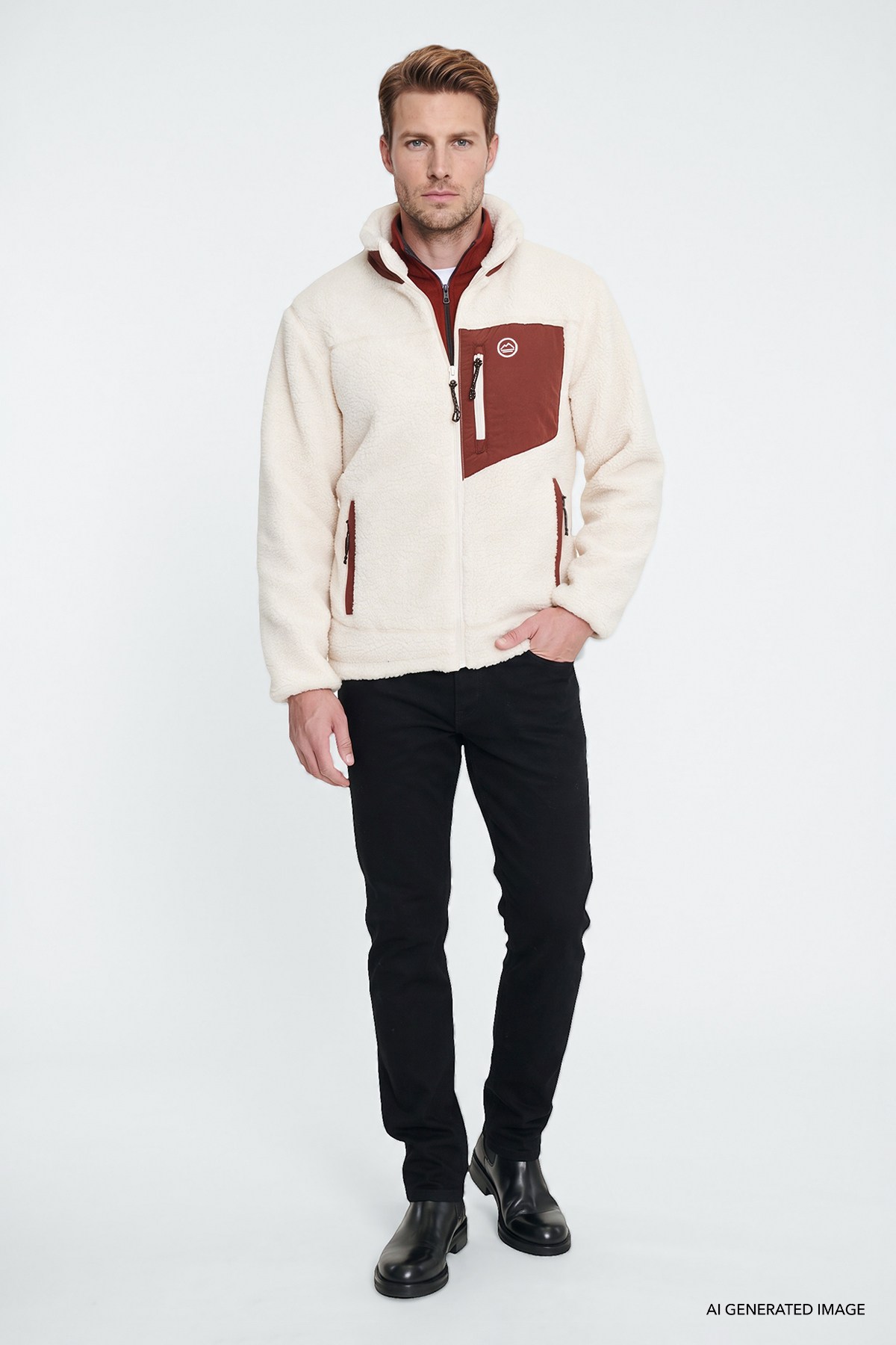 Wrangler Regular Fit Dik Yaka Tam Fermuarlı Cepli Sherpa Ekru Sweatshirt Polar-W2620003 - Wrangler - W2620003-E