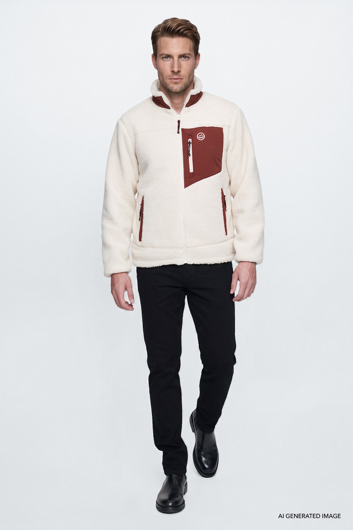 Wrangler Regular Fit Dik Yaka Tam Fermuarlı Cepli Sherpa Ekru Sweatshirt Polar-W2620003 - Wrangler - W2620003-E