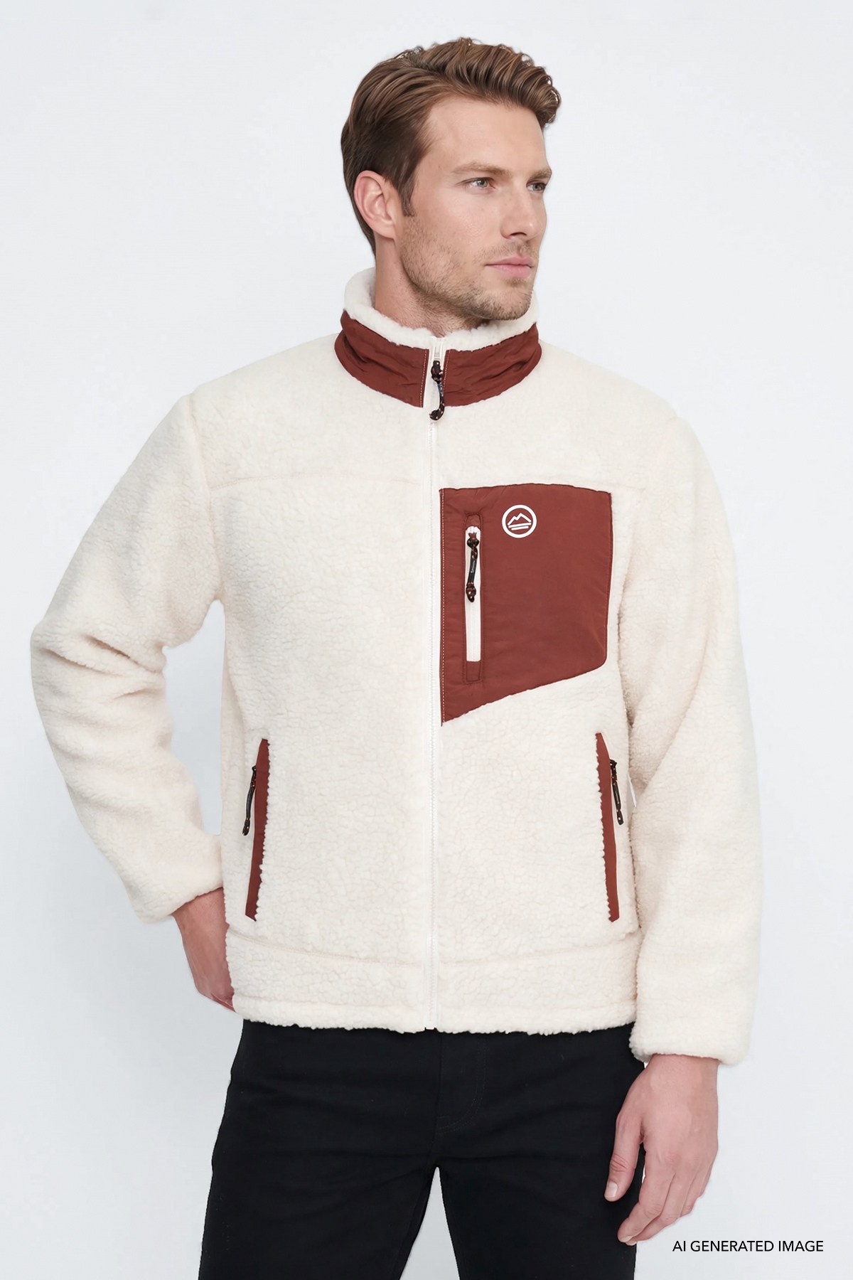 Wrangler Regular Fit Dik Yaka Tam Fermuarlı Cepli Sherpa Ekru Sweatshirt Polar-W2620003 - Wrangler - W2620003-E