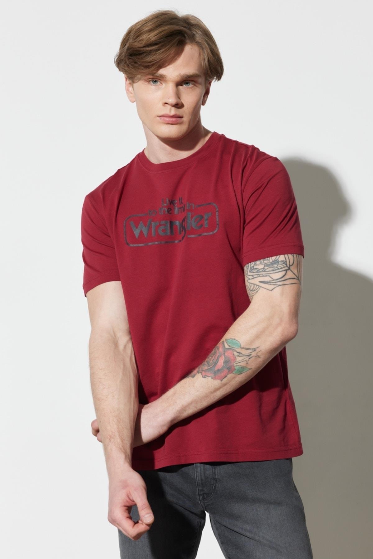 Wrangler Regular Fit Normal Kesim Pamuklu Kırmızı T-shirt - W70SD3  - Wrangler - W70SD3