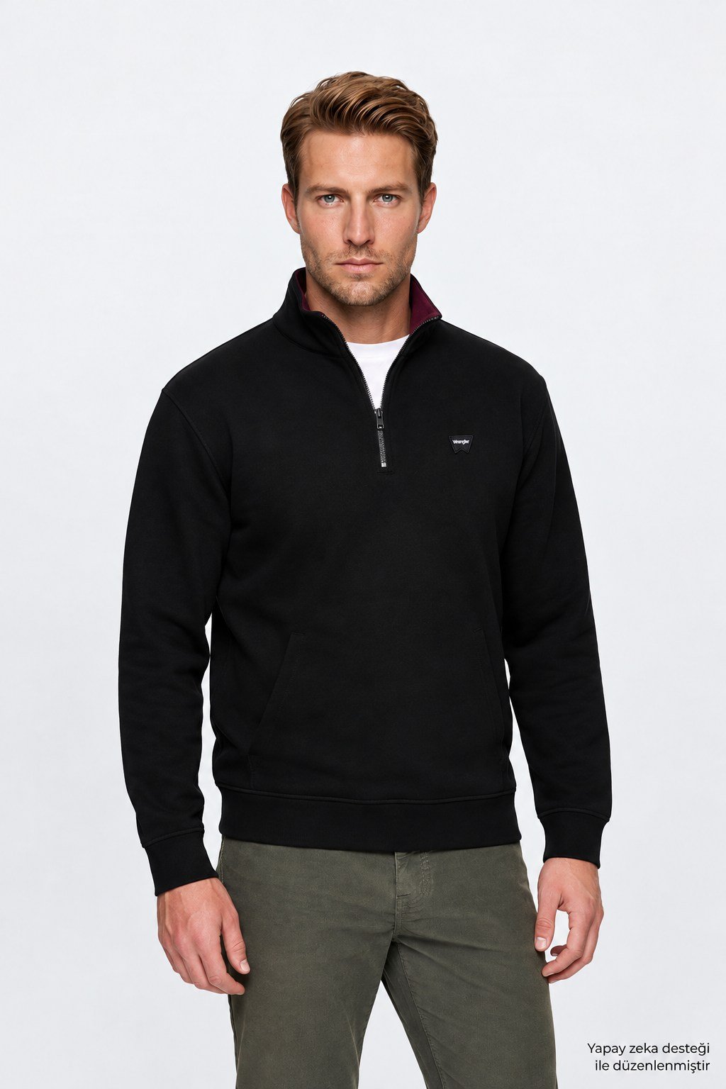 Wrangler Selanik Half Zip Erkek Siyah Sweatshirt-W2620081001 - Wrangler - 5003414740