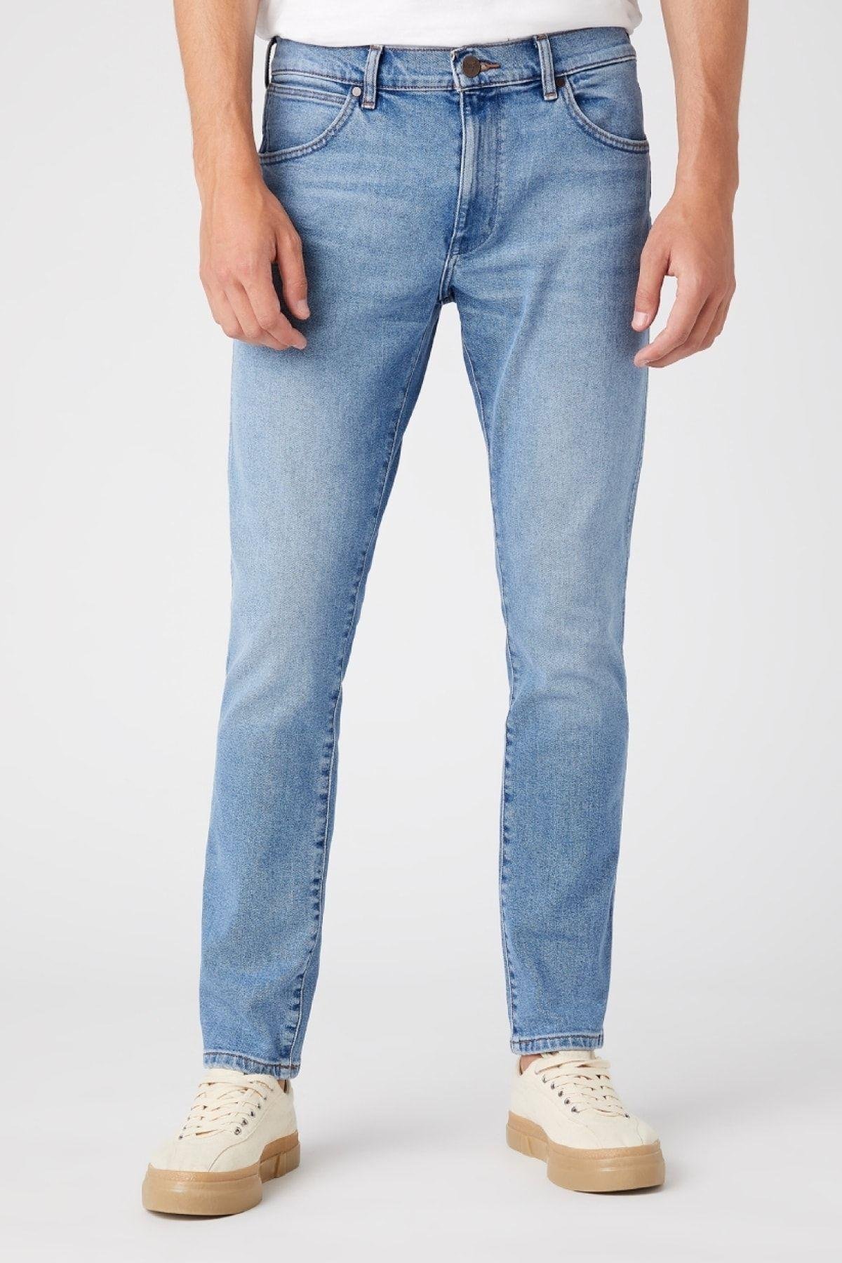 Wrangler Slim Fit Dar Kesim Normal Bel Erkek Açık Mavi Esnek Jean Denim Kot Pantolon - W18SYL29R - Wrangler - W18S-1
