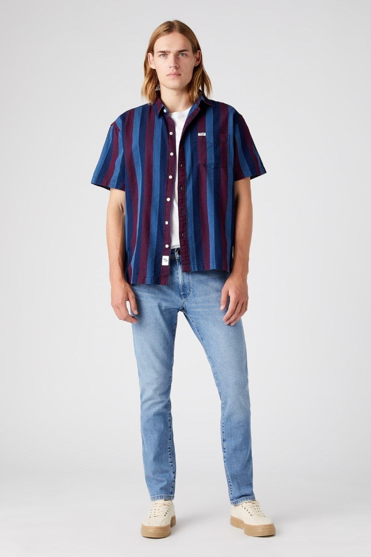 Wrangler Slim Fit Dar Kesim Normal Bel Erkek Açık Mavi Esnek Jean Denim Kot Pantolon - W18SYL29R - Wrangler - W18S-1