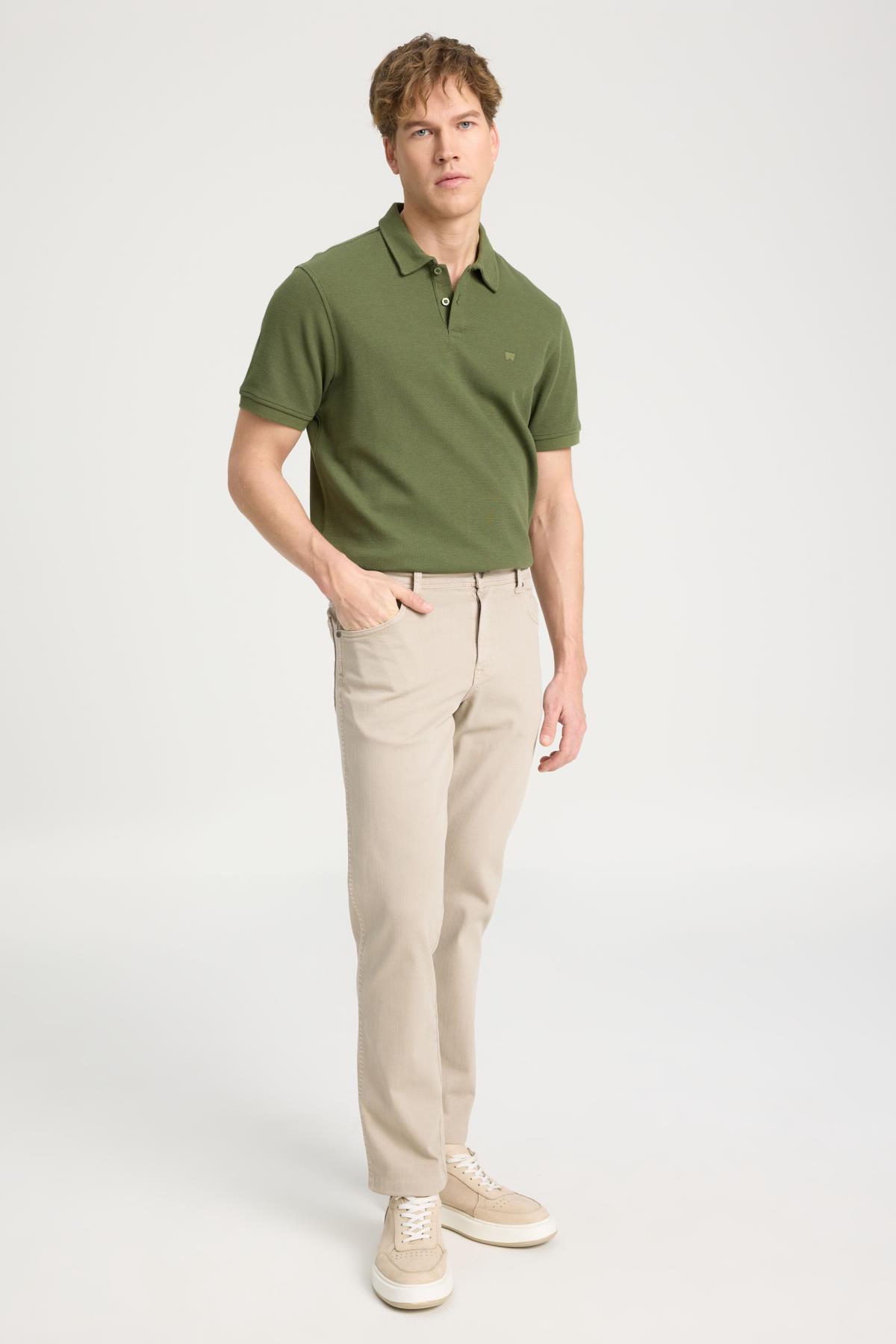 Wrangler Texas Slim Fit Dar Kesim Normal Bel Dar Paça Esnek Bej Erkek Pantolon - W212331 - Wrangler - 2-W212331