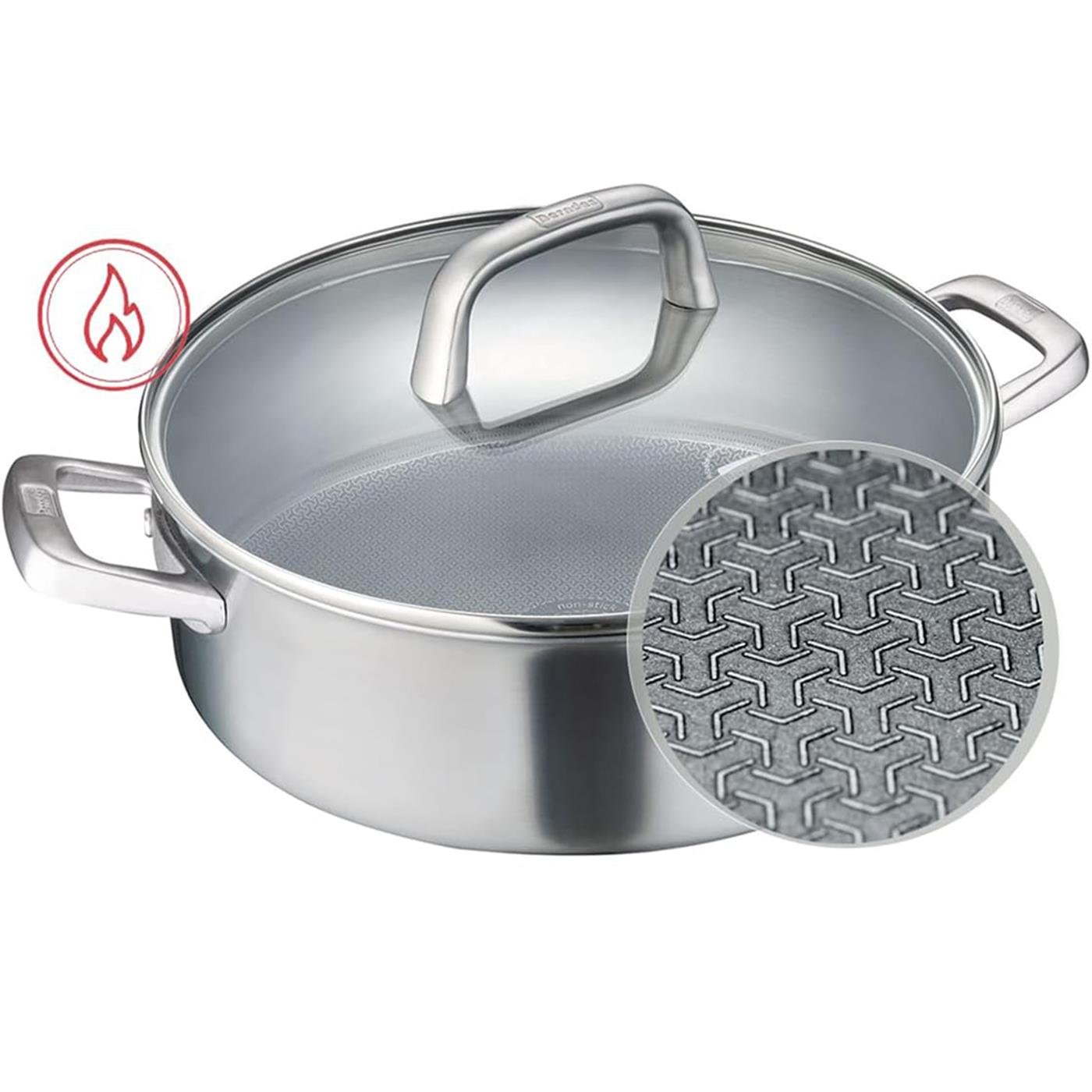 099212 Tricion Pro Paslanmaz Çelik Pilav/Karnıyarık Tenceresi Cam Kapaklı 28cm