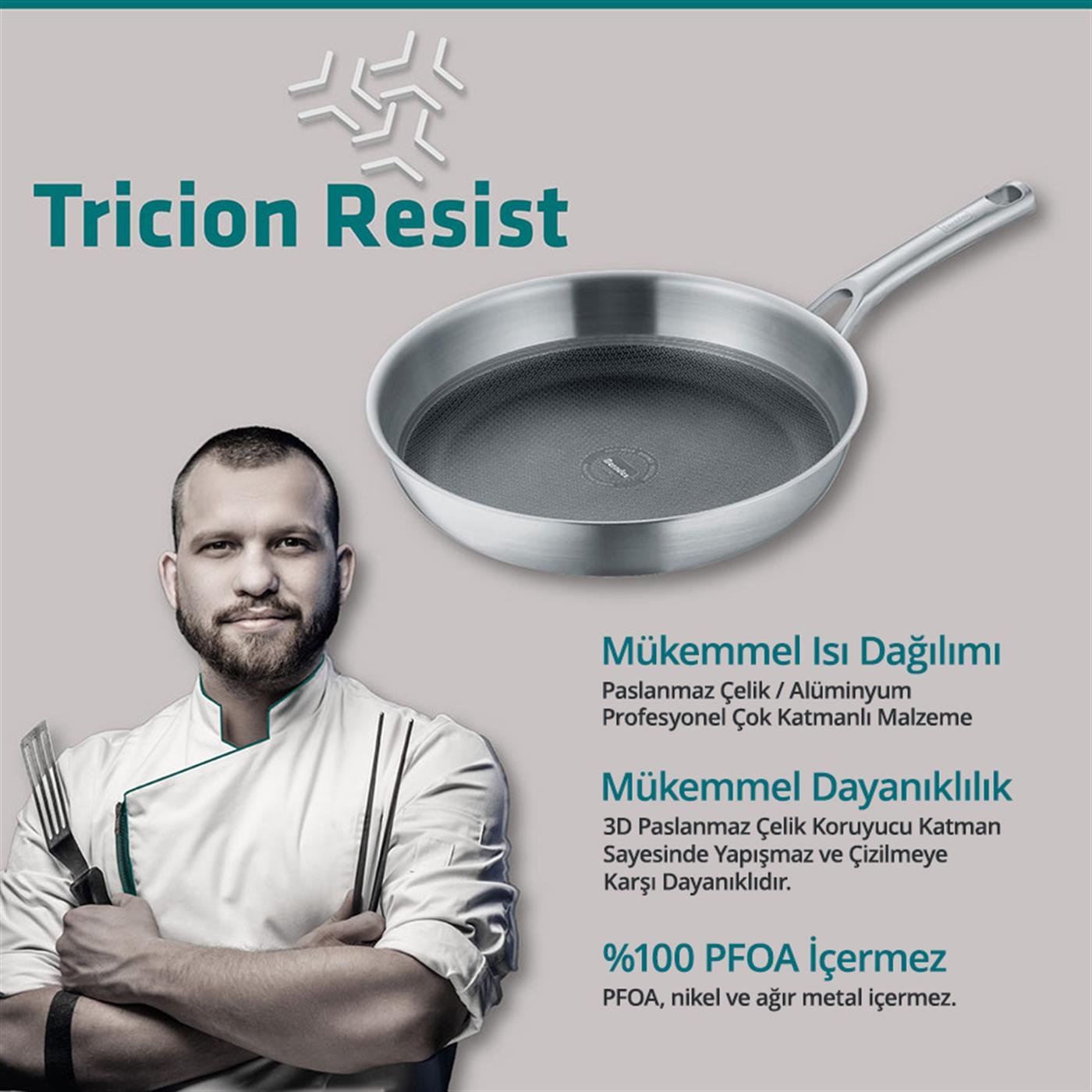99207 Tricion Pro Paslanmaz Çelik Tava 20cm 