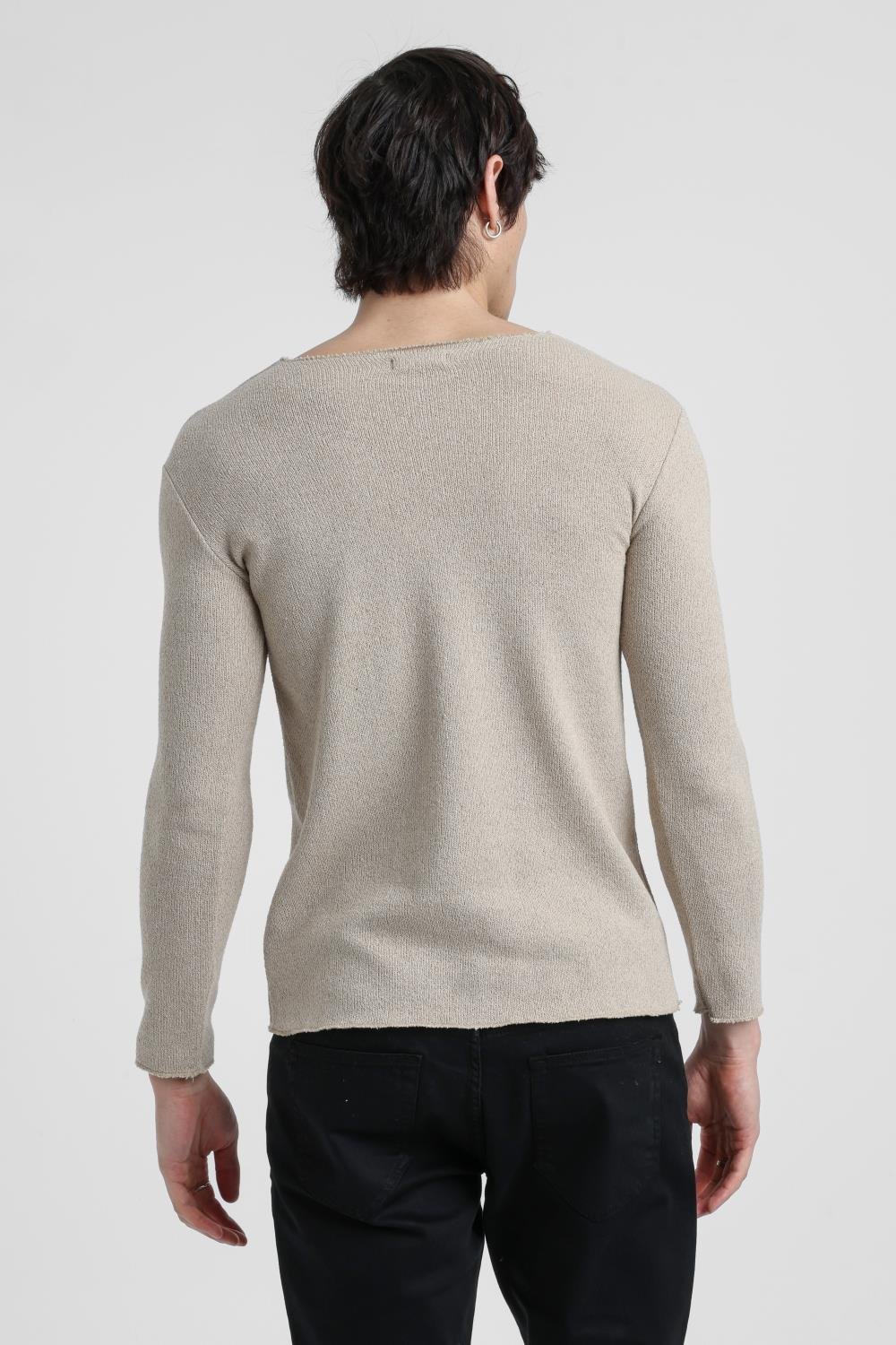 Bisiklet Yaka Bej Regular Custom Sweatshirt 25FWM80011