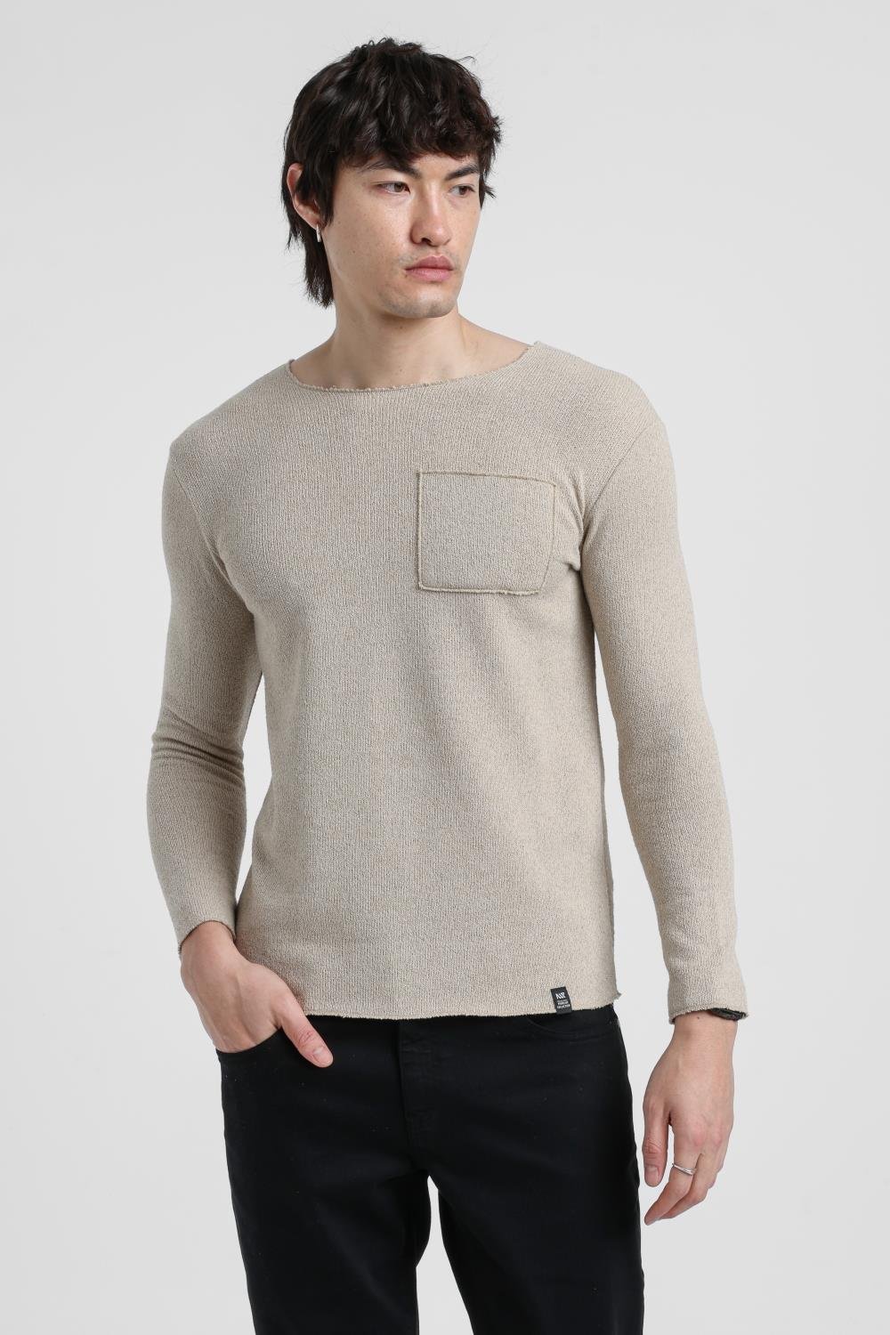 Bisiklet Yaka Bej Regular Custom Sweatshirt 25FWM80011
