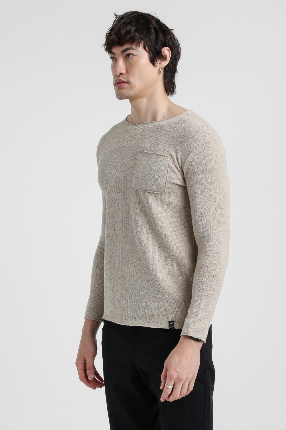Bisiklet Yaka Bej Regular Custom Sweatshirt 25FWM80011