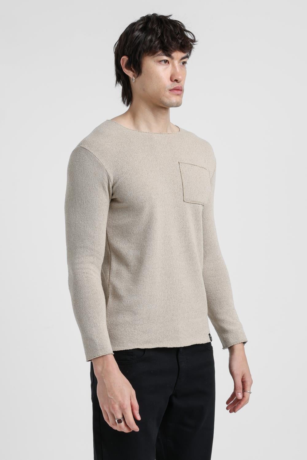 Bisiklet Yaka Bej Regular Custom Sweatshirt 25FWM80011