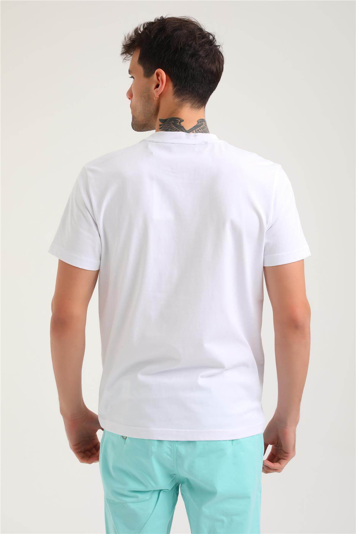 Bisiklet Yaka Beyaz Regular Custom Tişört 24SSM20266