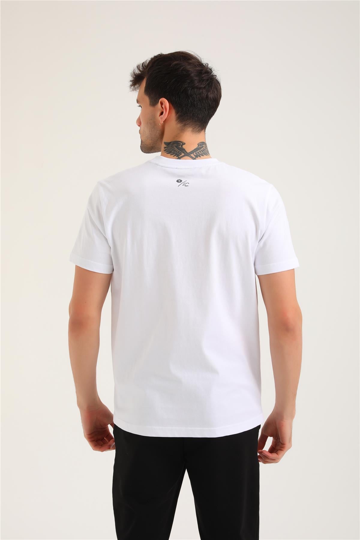 Bisiklet Yaka Beyaz Regular Custom Tişört 24SSM20294