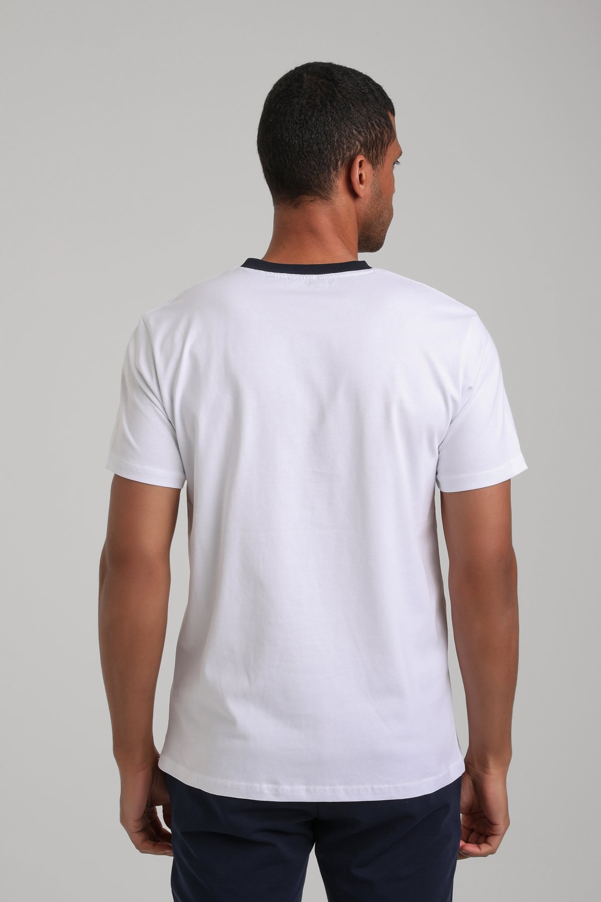 Bisiklet Yaka Beyaz Regular Custom Tişört 24SSM20291