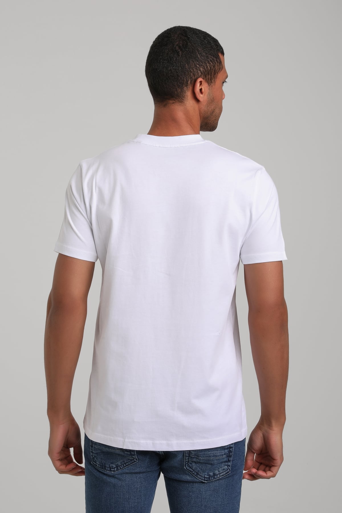 Bisiklet Yaka Beyaz Regular Custom Tişört 24SSM20293