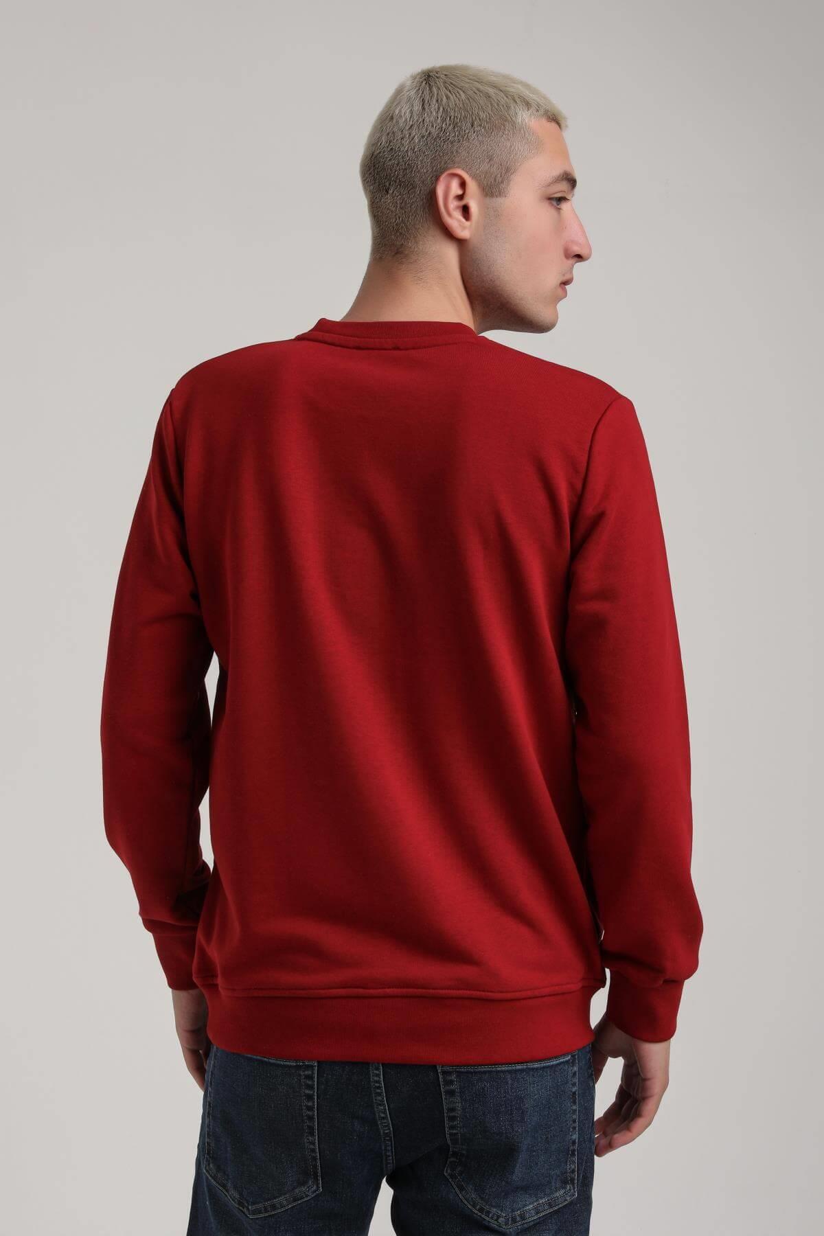 Bisiklet Yaka Bordo Slim Fit Sweatshirt 24FWM60172
