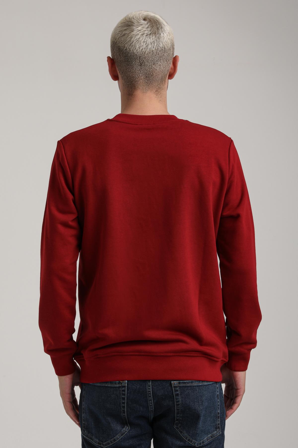 Bisiklet Yaka Bordo Slim Fit Sweatshirt 24FWM60195