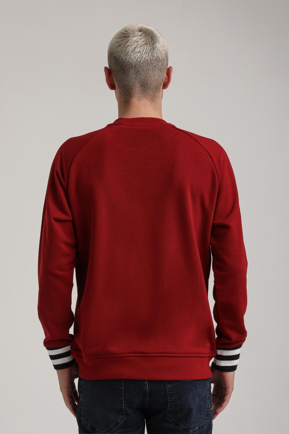 Bisiklet Yaka Bordo Slim Fit Sweatshirt 24FWM60187