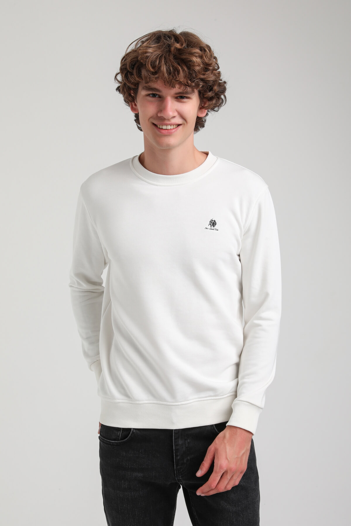 Bisiklet Yaka Ekru Regular Custom Sweatshirt 23FWM60141