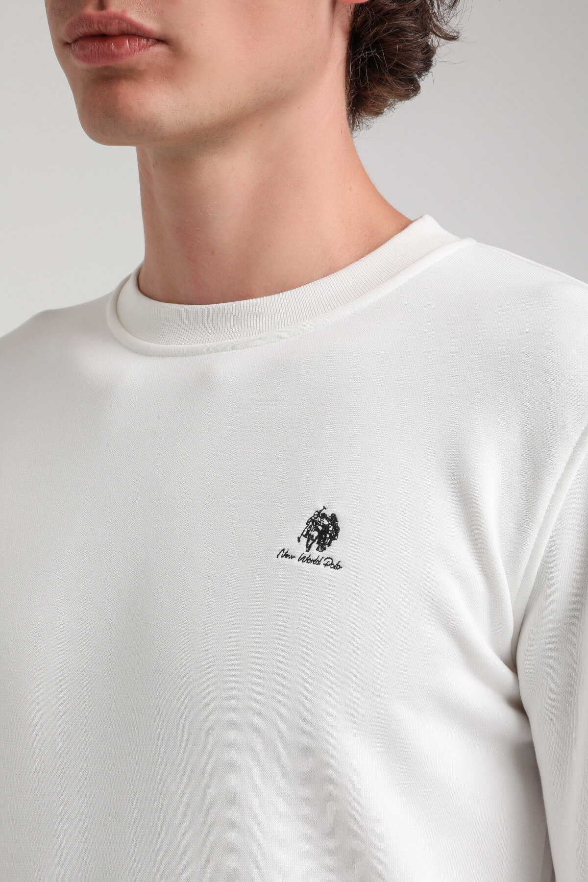 Bisiklet Yaka Ekru Regular Custom Sweatshirt 23FWM60141