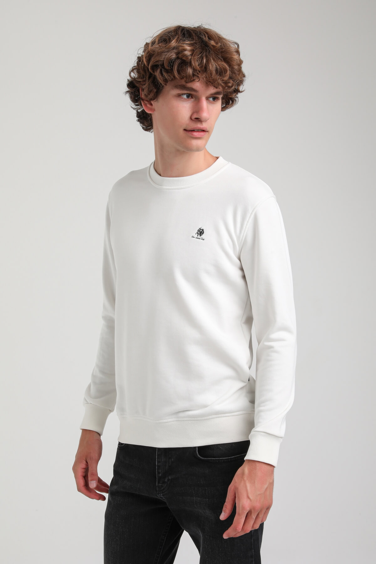 Bisiklet Yaka Ekru Regular Custom Sweatshirt 23FWM60141