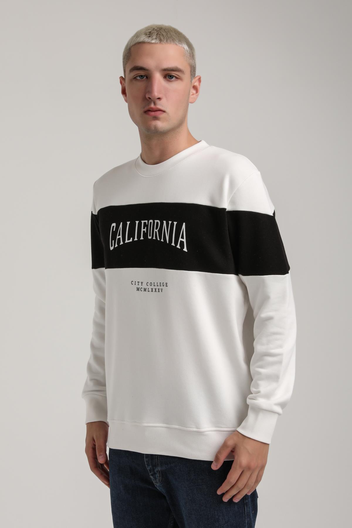 Bisiklet Yaka Ekru Slim Fit Sweatshirt 24FWM60203
