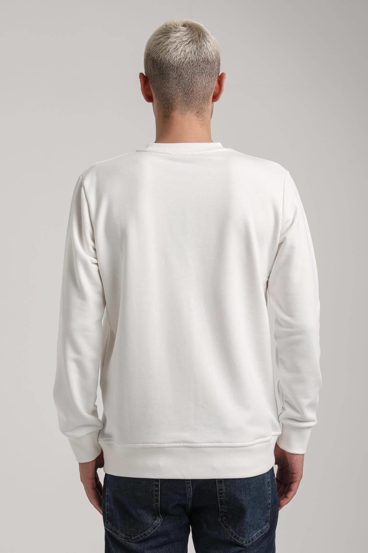 Bisiklet Yaka Ekru Slim Fit Sweatshirt 24FWM60173