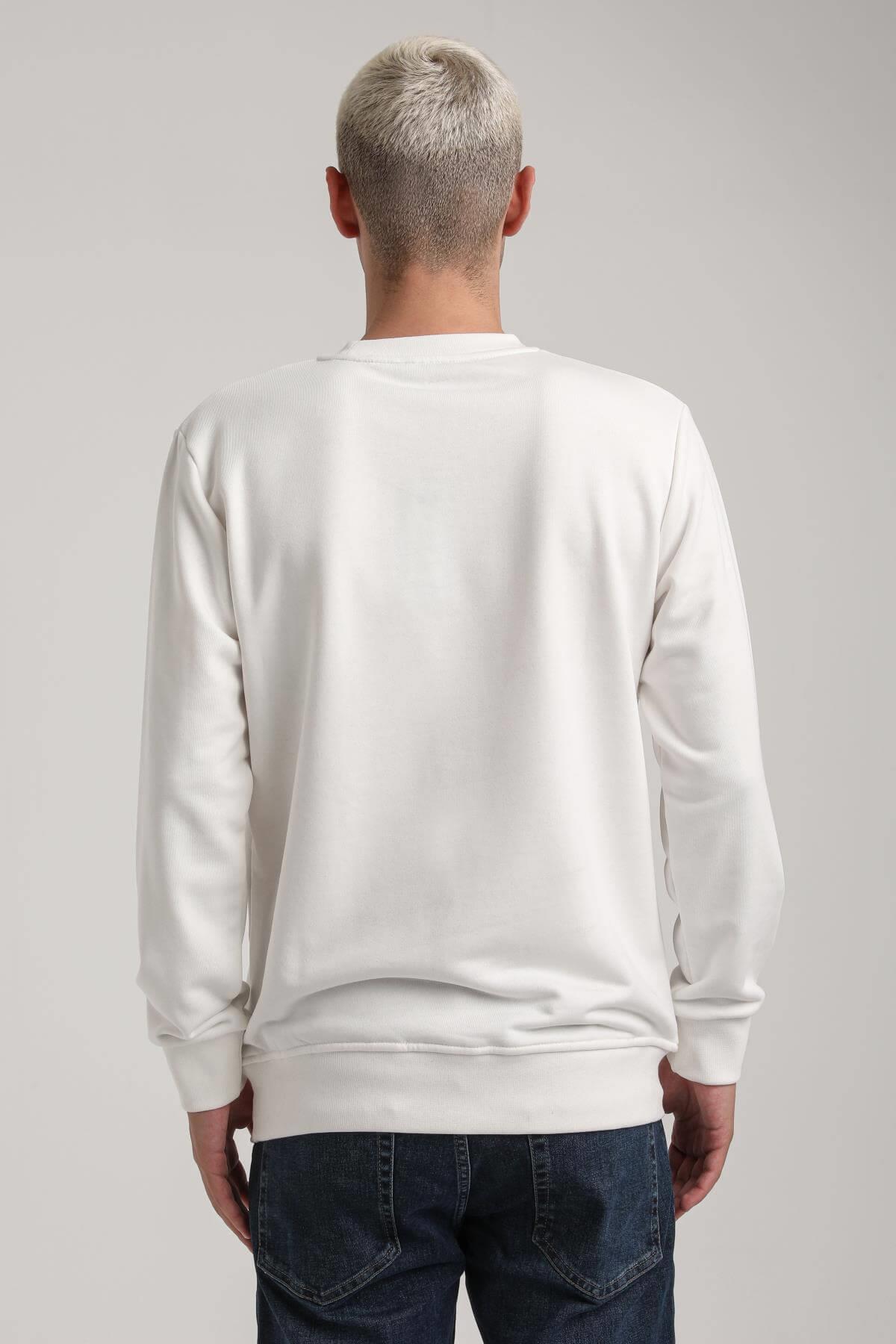 Bisiklet Yaka Ekru Slim Fit Sweatshirt 24FWM60174