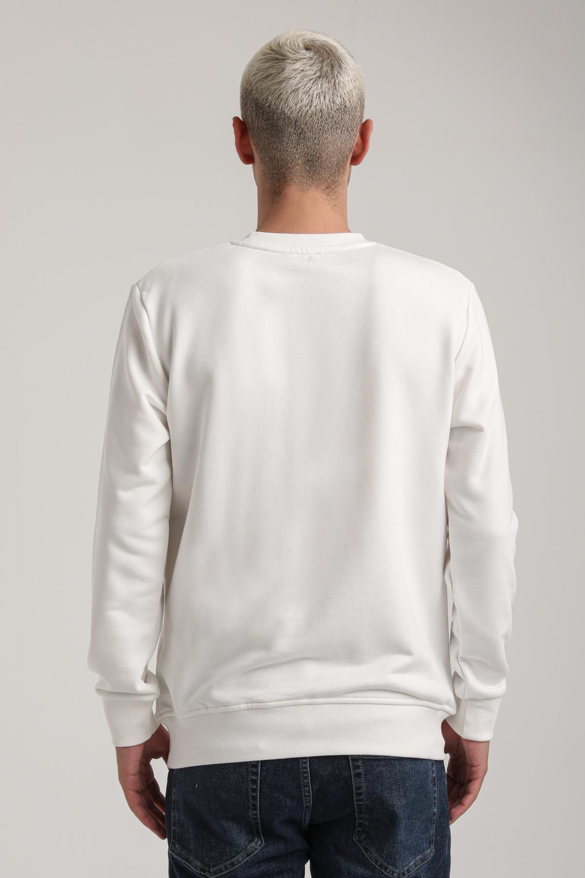 Bisiklet Yaka Ekru Slim Fit Sweatshirt 24FWM60177
