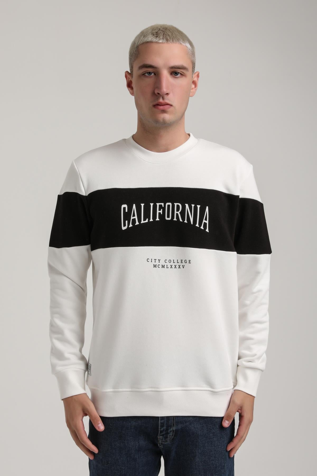 Bisiklet Yaka Ekru Slim Fit Sweatshirt 24FWM60203