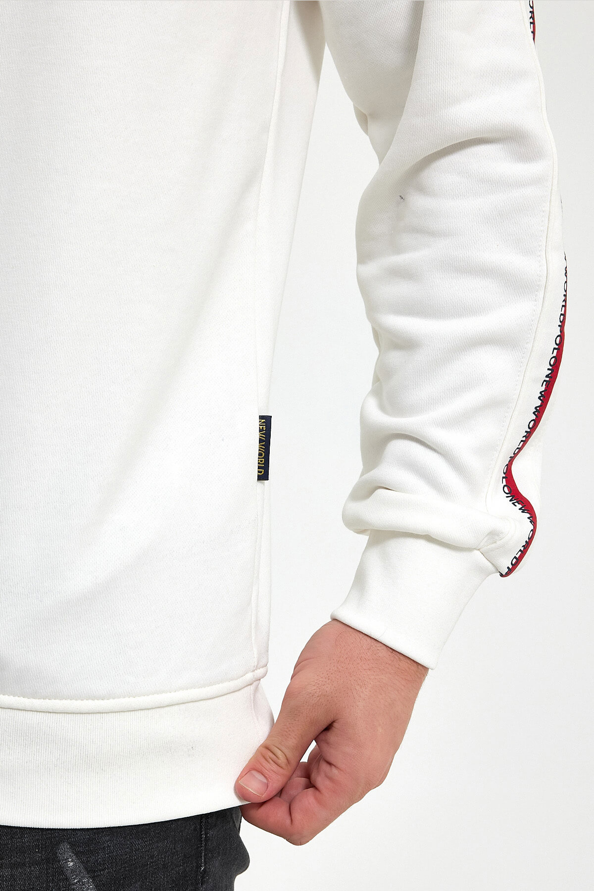 Bisiklet Yaka Ekru Slim Fit Sweatshirt 23FWM60145