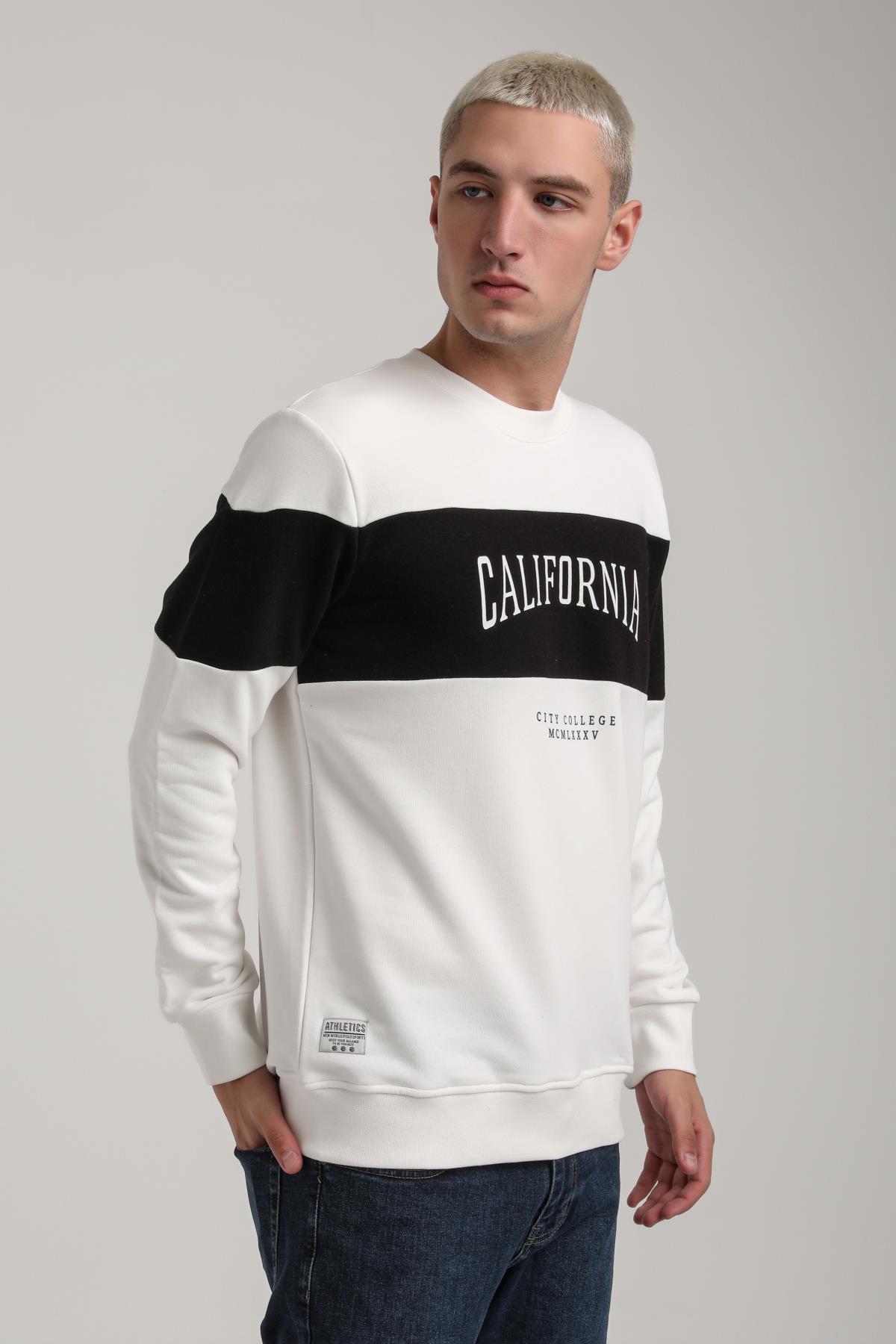Bisiklet Yaka Ekru Slim Fit Sweatshirt 24FWM60203