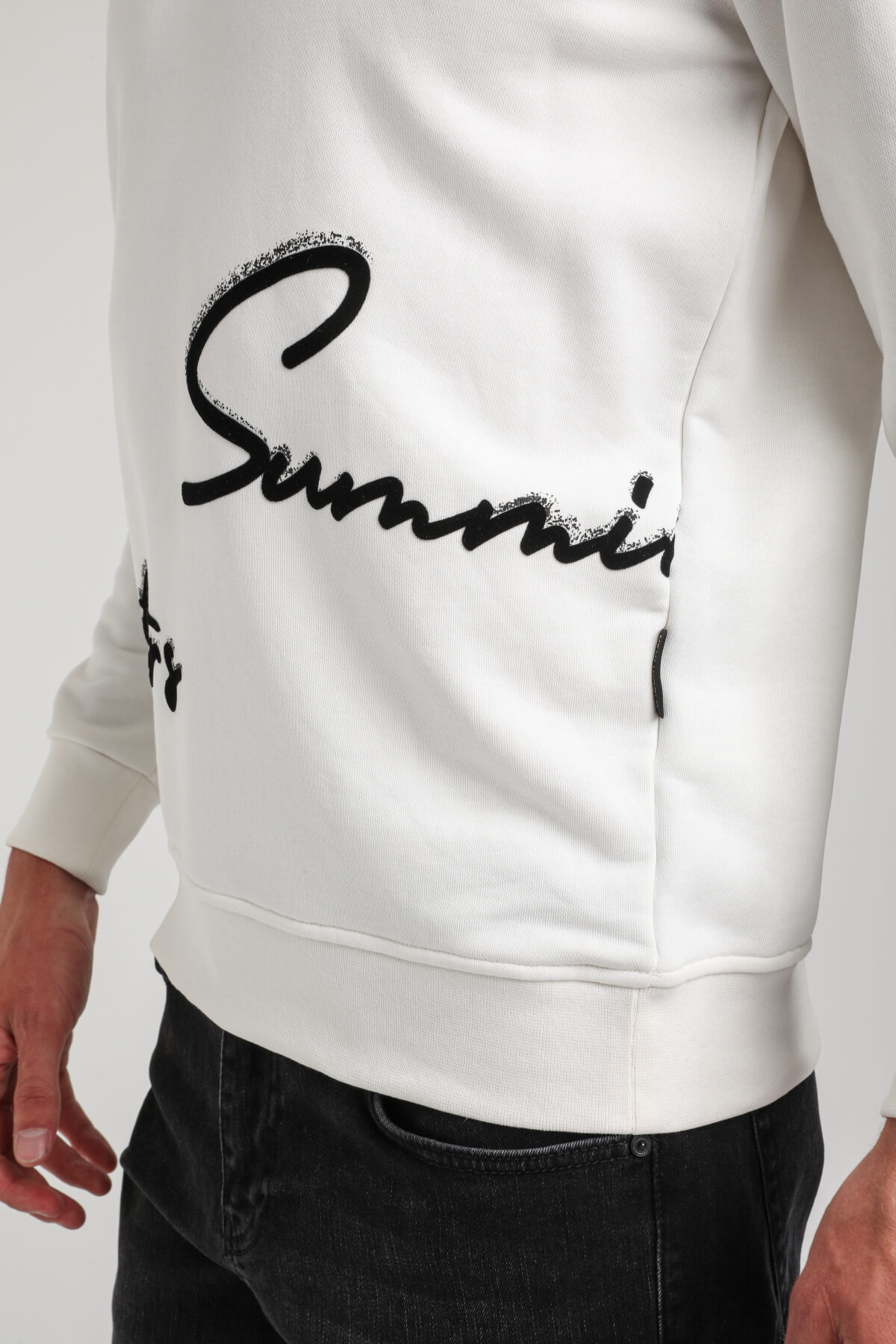 Bisiklet Yaka Ekru Slim Fit Sweatshirt 23FWM60150