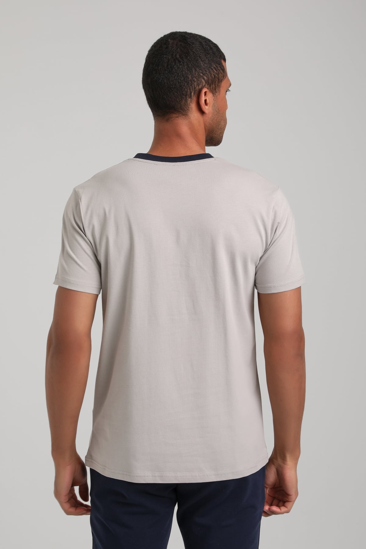 Bisiklet Yaka Gri Boyalı Regular Custom Tişört 24SSM20291