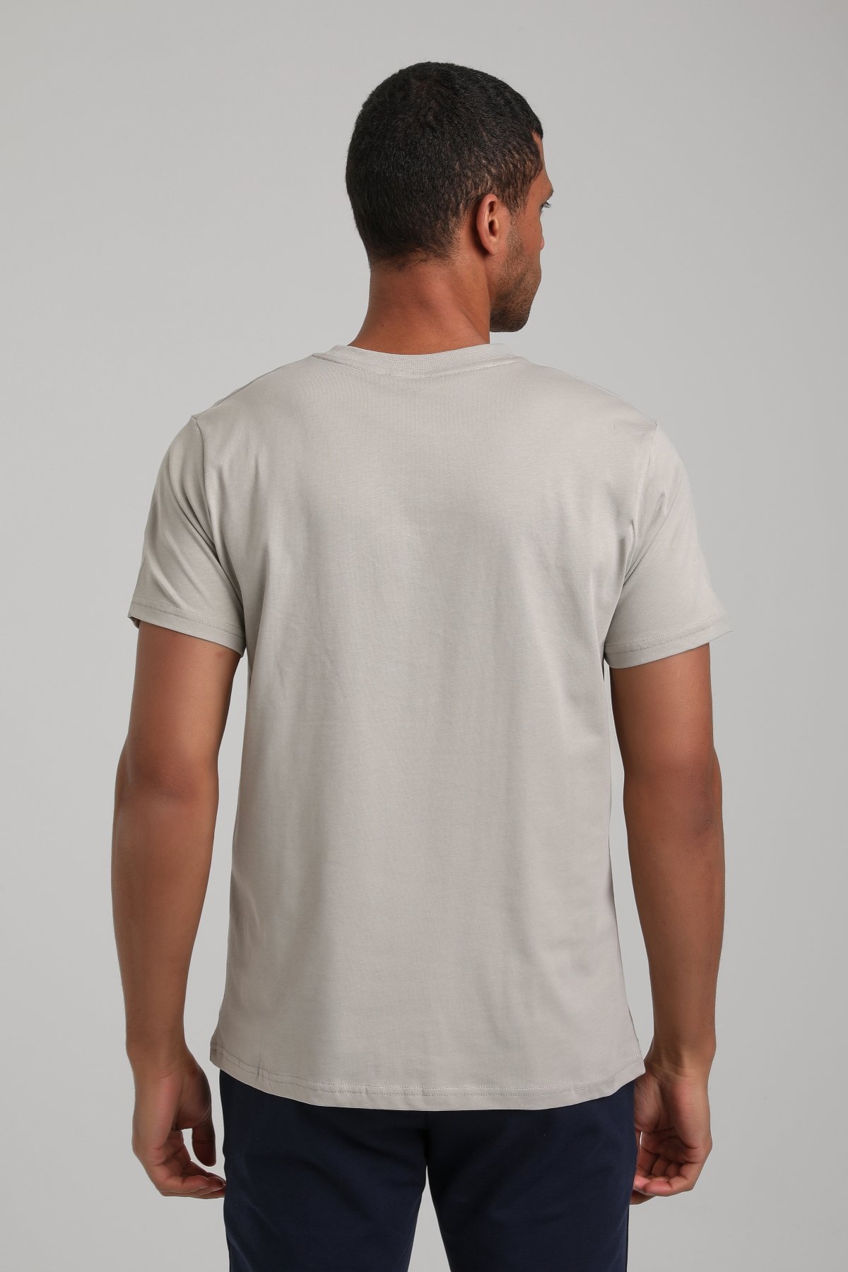 Bisiklet Yaka Gri Boyalı Regular Custom Tişört 24SSM20328