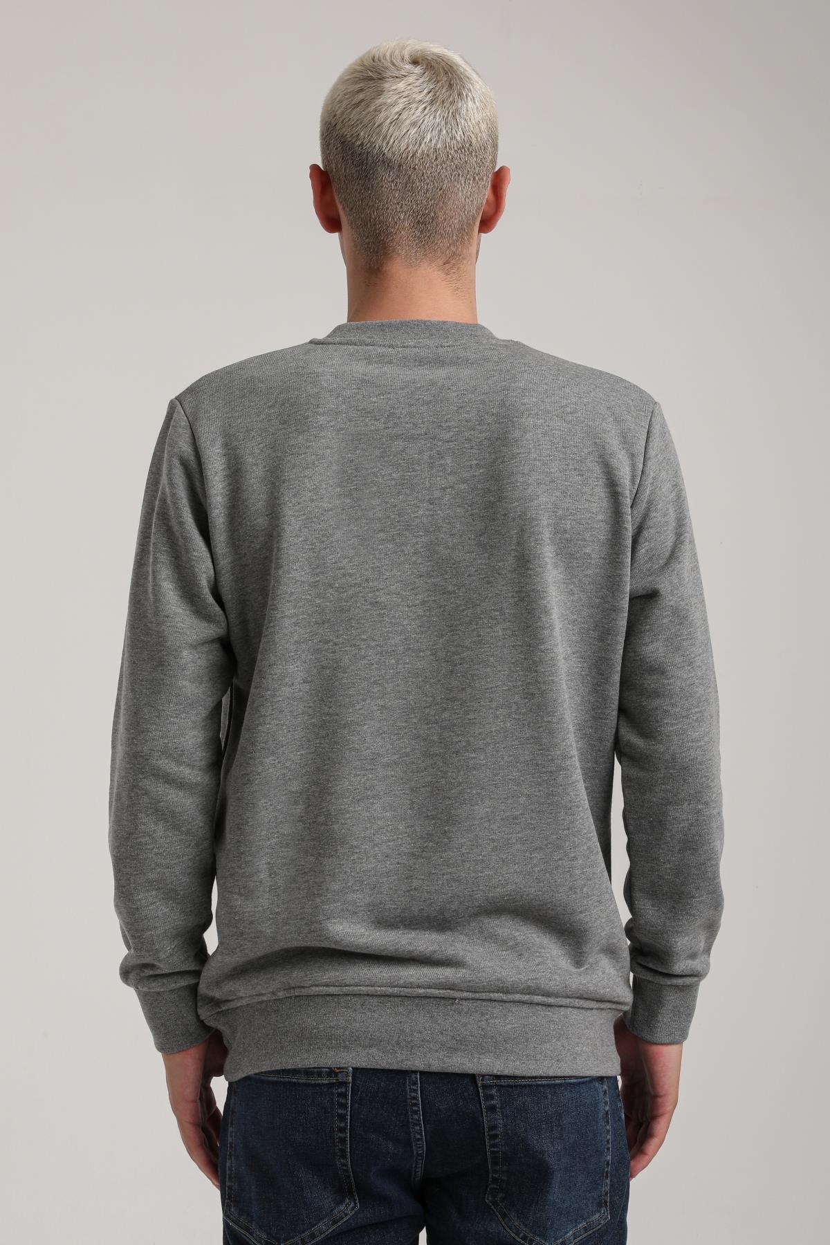 Bisiklet Yaka Gri Melanj Slim Fit Sweatshirt 24FWM60201