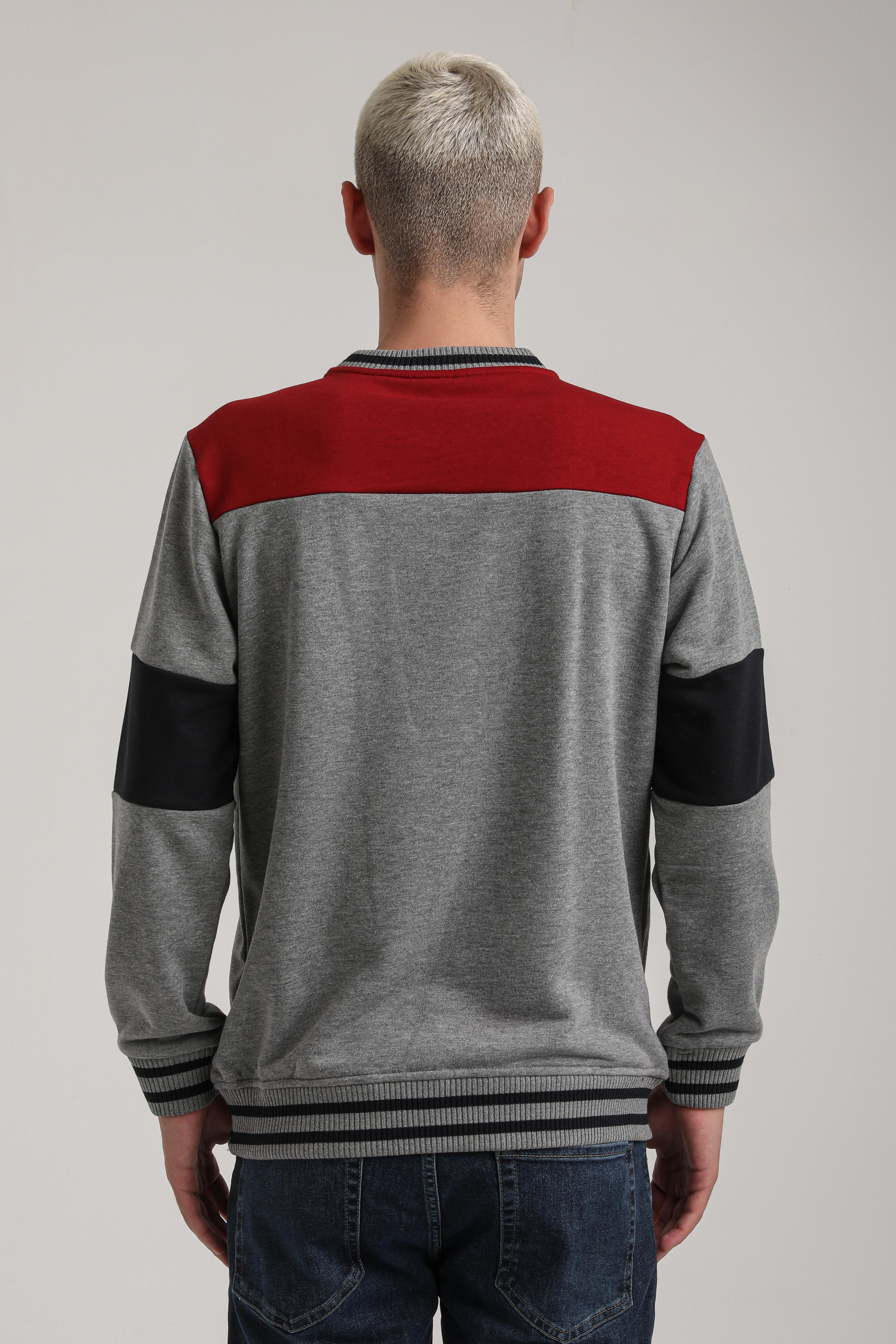 Bisiklet Yaka Gri Melanj Slim Fit Sweatshirt 24FWM60192