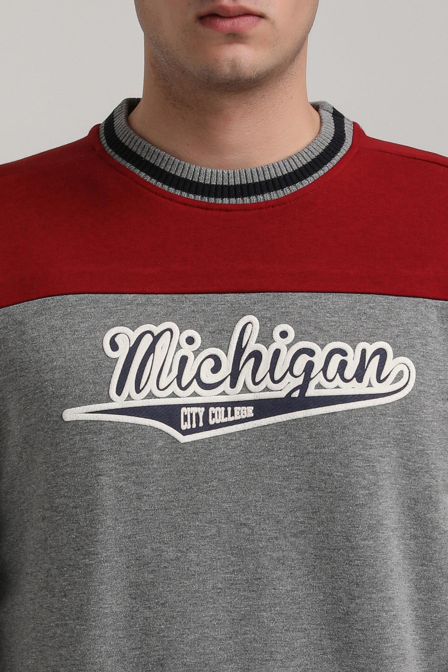 Bisiklet Yaka Gri Melanj Slim Fit Sweatshirt 24FWM60192