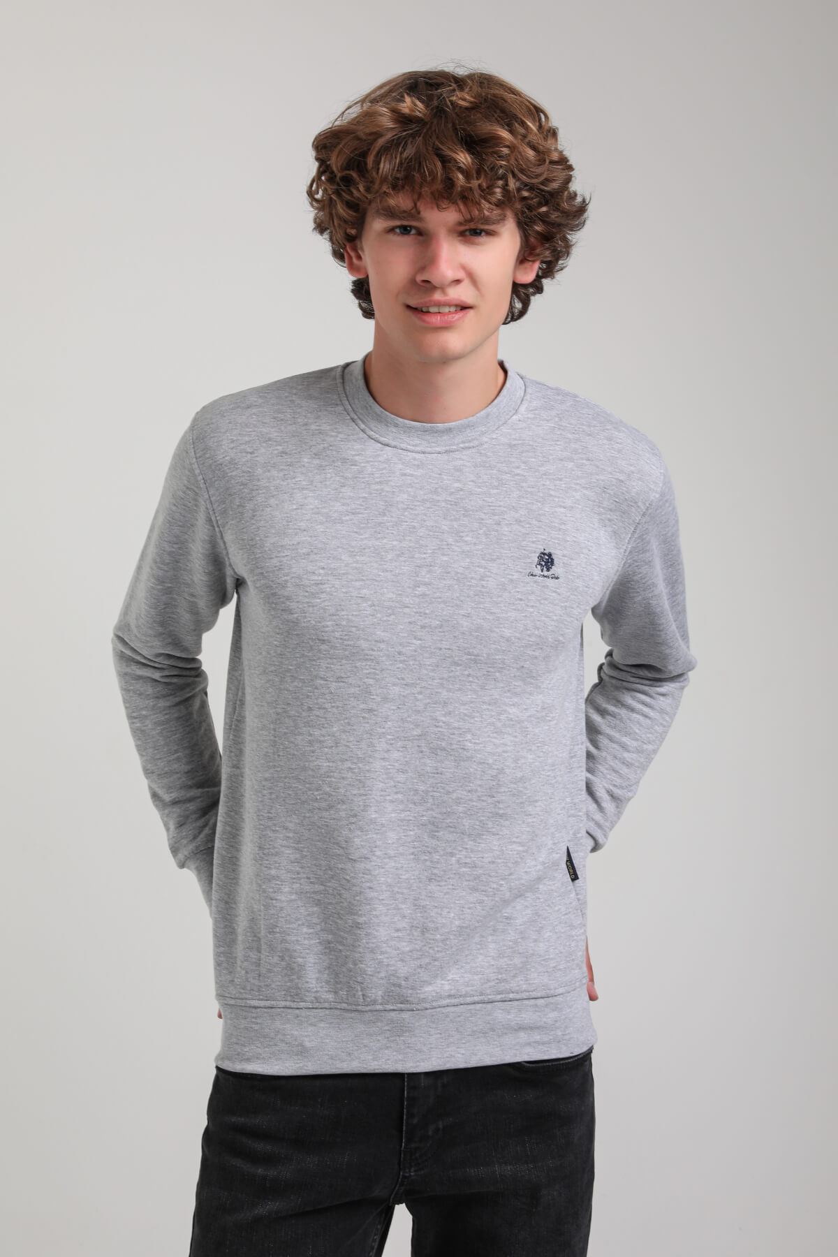 Bisiklet Yaka Gri Regular Custom Sweatshirt 23FWM60141