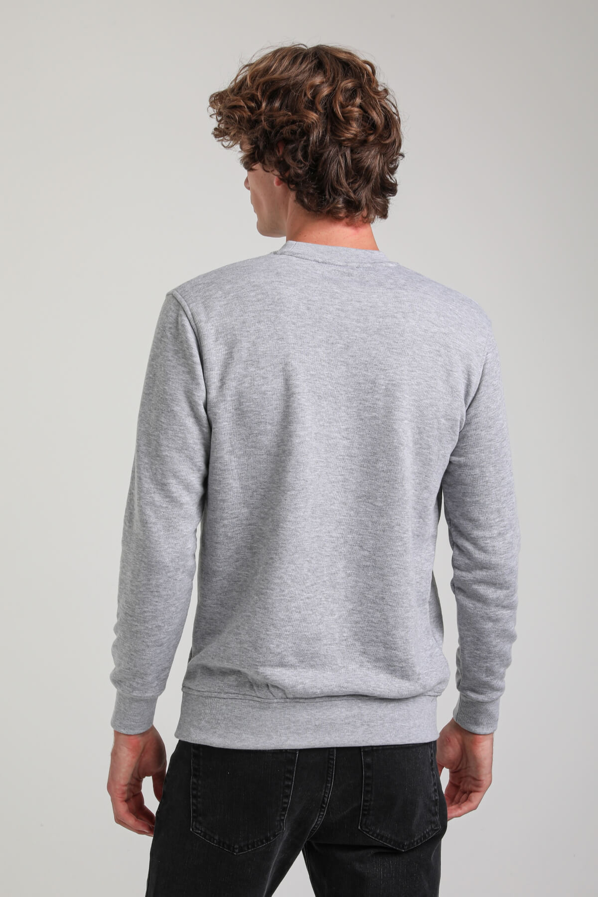 Bisiklet Yaka Gri Regular Custom Sweatshirt 23FWM60141