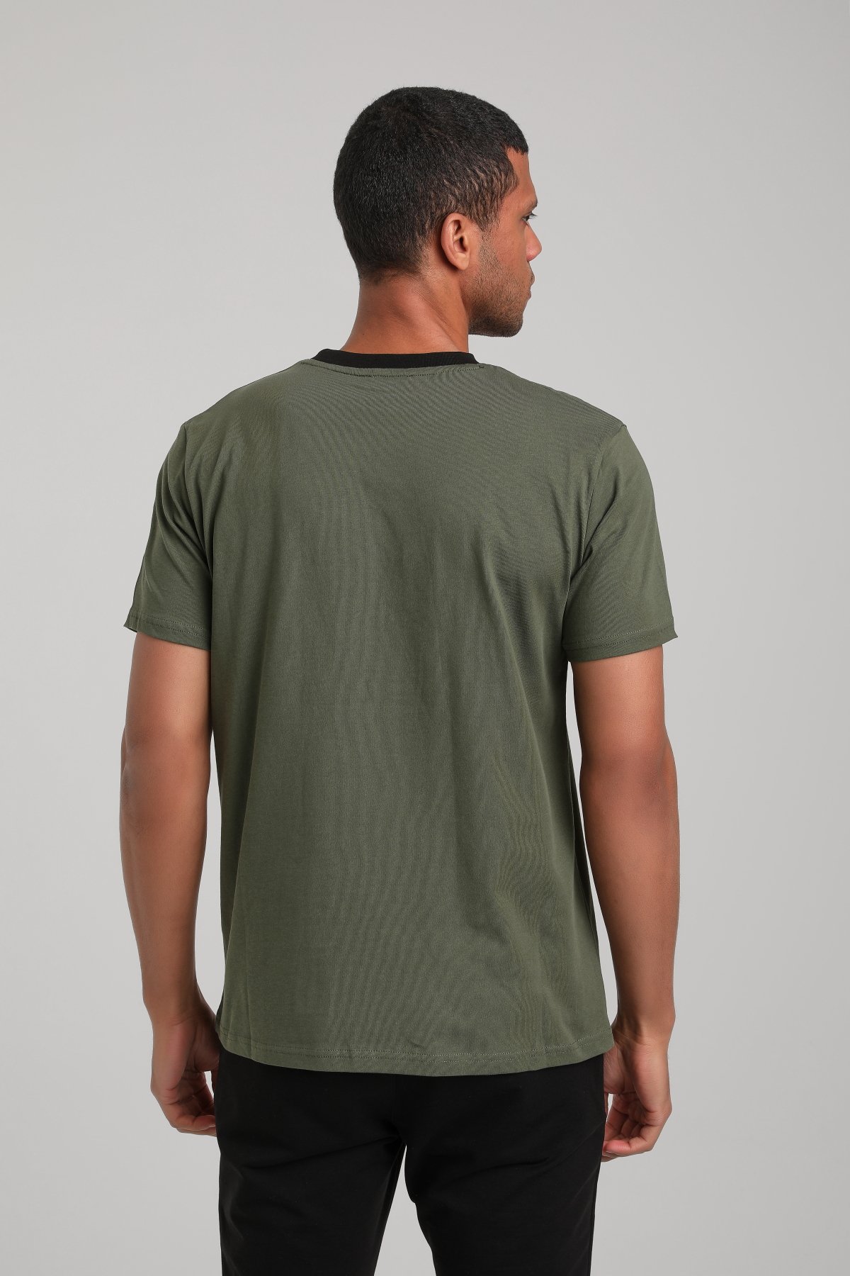 Bisiklet Yaka Haki Regular Custom Tişört 24SSM20291