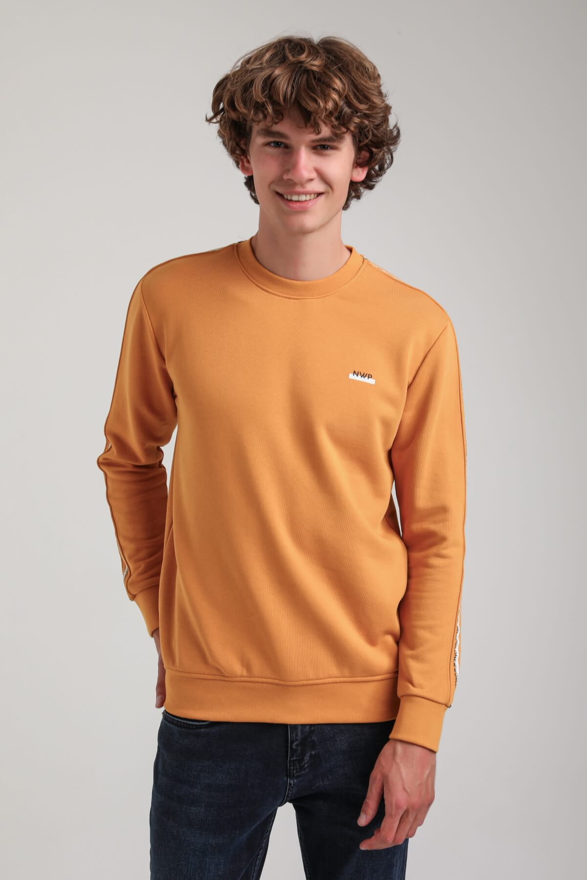Bisiklet Yaka Hardal Slim Fit Sweatshirt 23FWM60145