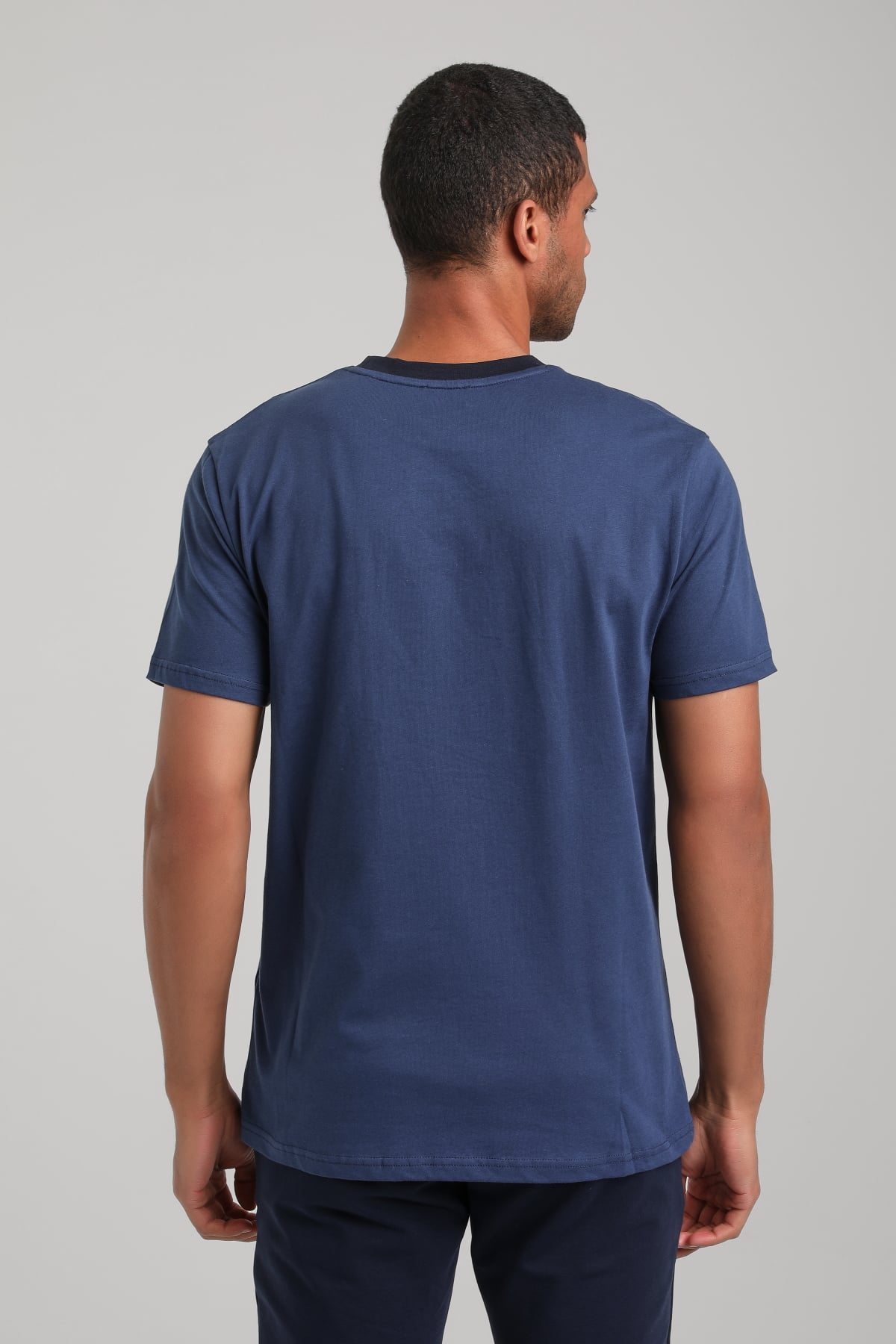 Bisiklet Yaka İndigo Regular Custom Tişört 24SSM20291