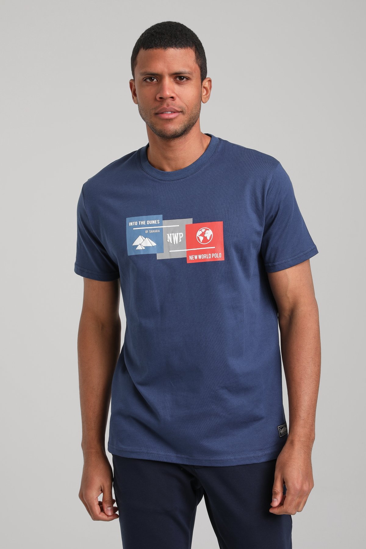 Bisiklet Yaka İndigo Regular Custom Tişört 24SSM20328