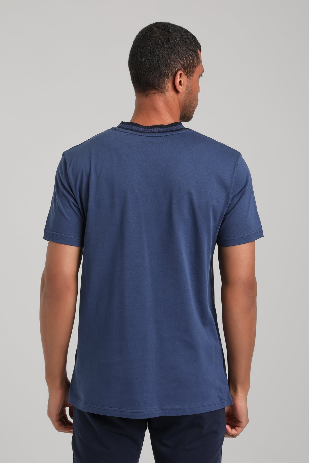 Bisiklet Yaka İndigo Regular Custom Tişört 24SSM20300