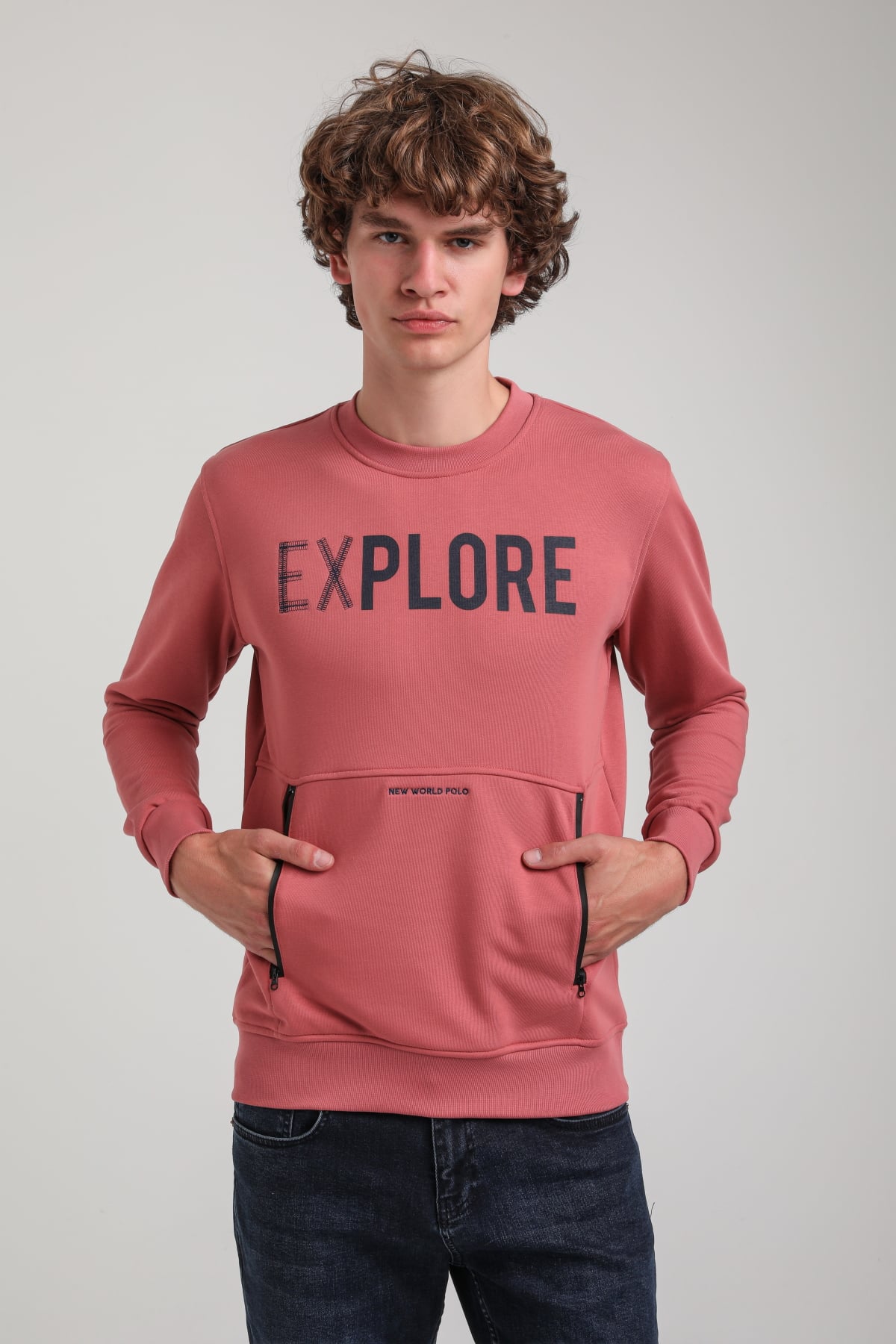 Bisiklet Yaka Kestane Slim Fit Sweatshirt 23FWM60165
