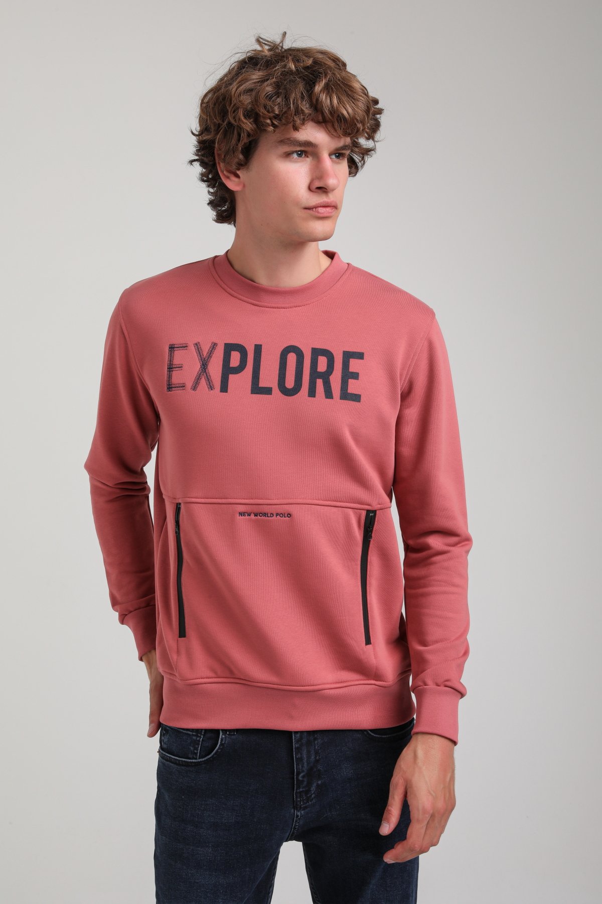 Bisiklet Yaka Kestane Slim Fit Sweatshirt 23FWM60165