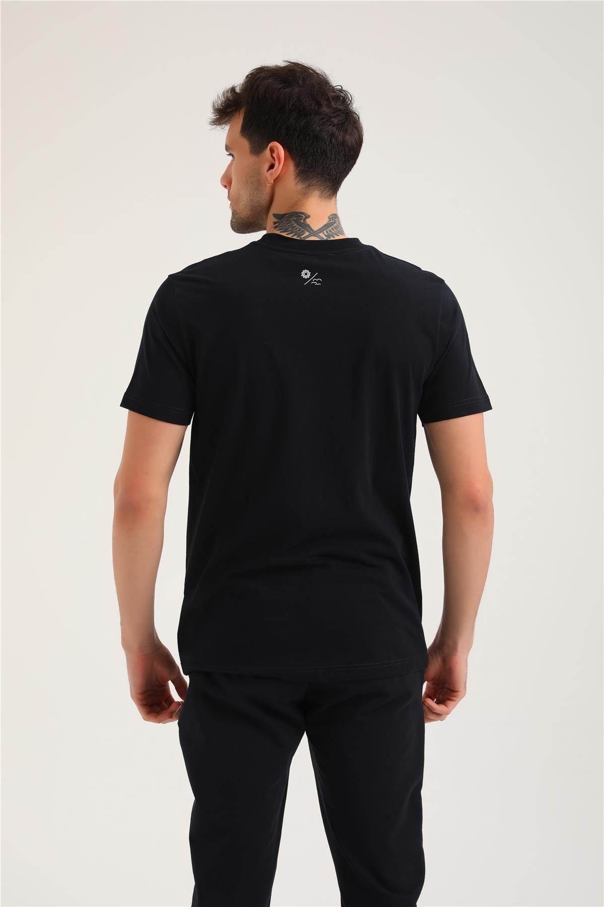 Bisiklet Yaka Lacivert Regular Custom Tişört 24SSM20294