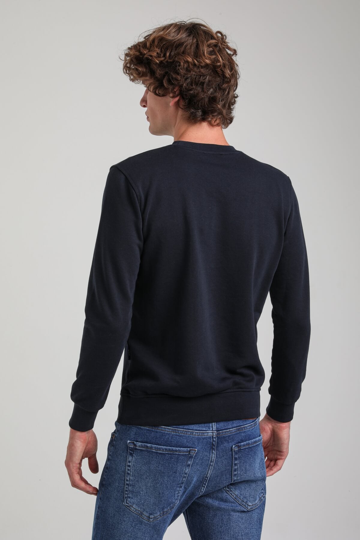 Bisiklet Yaka Lacivert Regular Custom Sweatshirt 23FWM60141